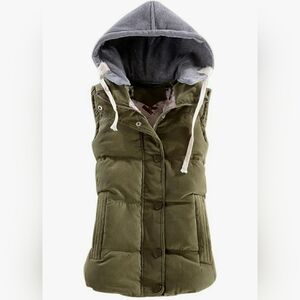 YEOKOU WOMANS SLIM SLEEVELESS QUILTED REMOVEABLE HOODED WINTER PUFFER VEST